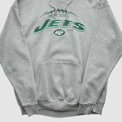 Fanatics New York Jets NFL 2000s Hooded Pullover Sweatshirt Heather Gray Vintage