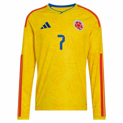 Luis Diaz Colombia National Team 2026 Home Replica Long Sleeve Jersey Yellow - Adidas Discount