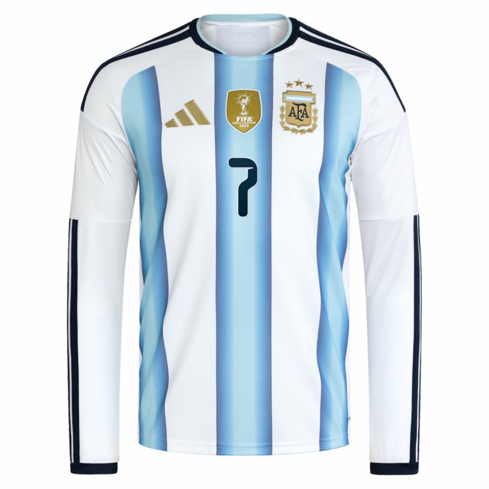 Rodrigo De Paul Argentina National Team 2026 Home Replica Long Sleeve Jersey White - Adidas outlet