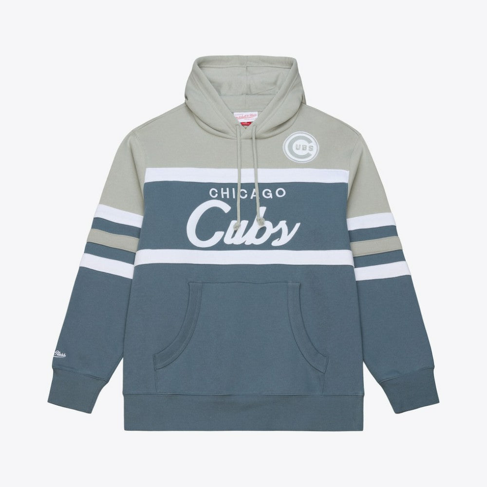Chicago Cubs Mitchell & Ness Cooperstown Collection Thunderstorm Head Coach Hoodie - Gray - Mitchell & Ness on Sale