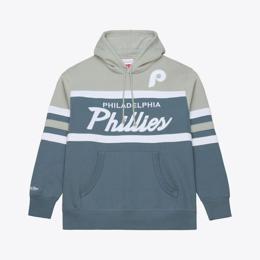 Philadelphia Phillies Mitchell & Ness Cooperstown Collection Thunderstorm Head Coach Hoodie - Gray - Mitchell & Ness Sale