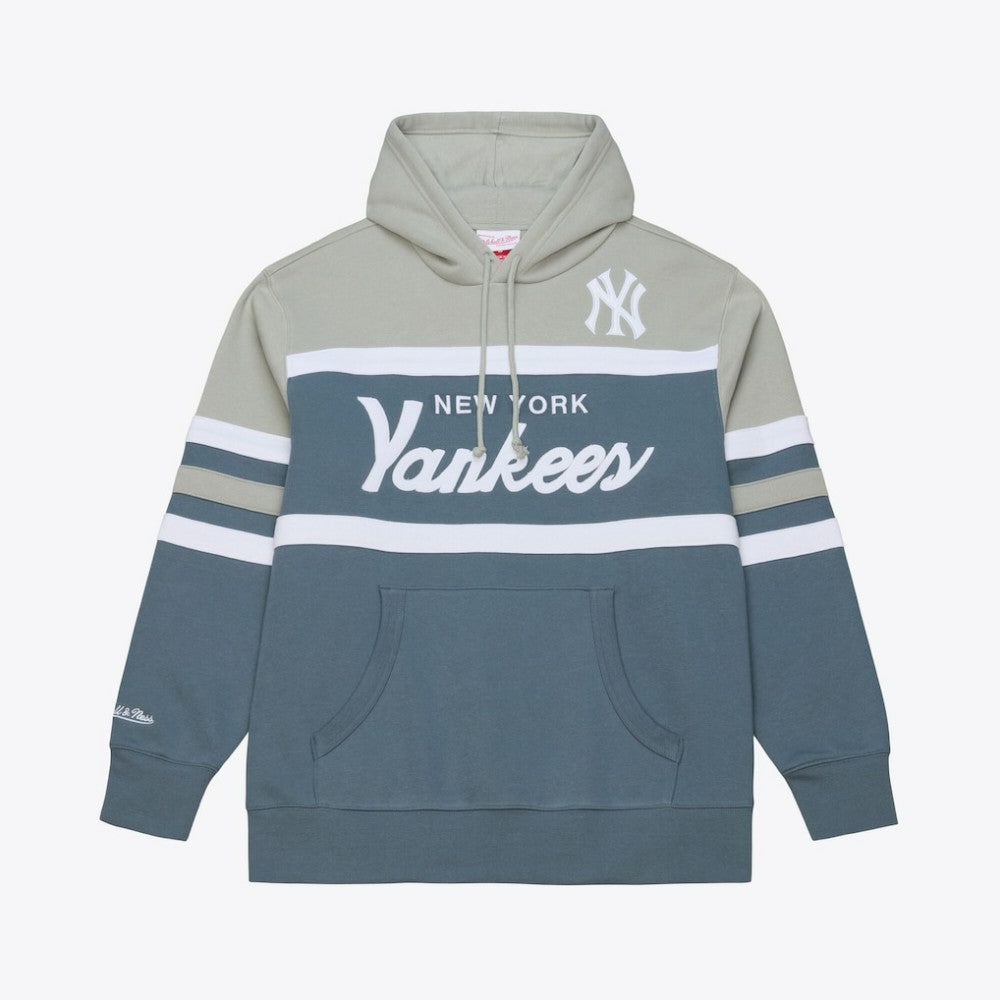 New York Yankees Mitchell & Ness Cooperstown Collection Thunderstorm Head Coach Hoodie - Gray - Mitchell & Ness on Sale