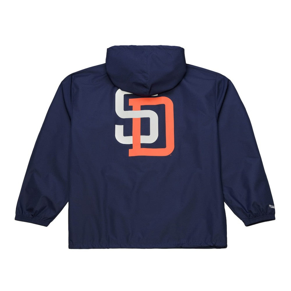 San Diego Padres Mitchell & Ness Full-Snap Hooded Coaches Jacket - Navy - Mitchell & Ness Lifestyle