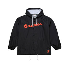 Baltimore Orioles Mitchell & Ness Full-Snap Hooded Coaches Jacket - Black - Mitchell & Ness Lifestyle
