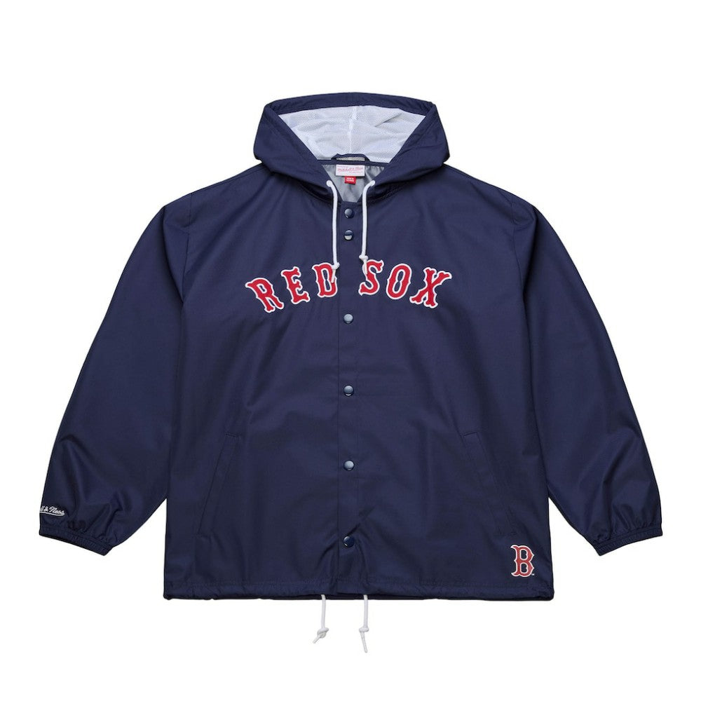 Boston Red Sox Mitchell & Ness Full-Snap Hooded Coaches Jacket - Navy - Mitchell & Ness on Sale