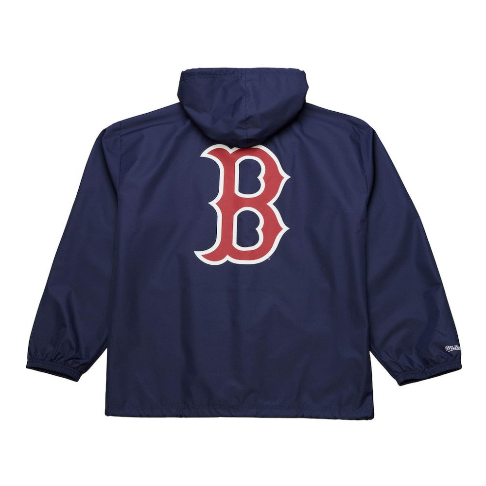 Boston Red Sox Mitchell & Ness Full-Snap Hooded Coaches Jacket - Navy - Mitchell & Ness on Sale