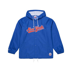 New York Mets Mitchell & Ness Full-Snap Hooded Coaches Jacket - Royal - Mitchell & Ness Sale