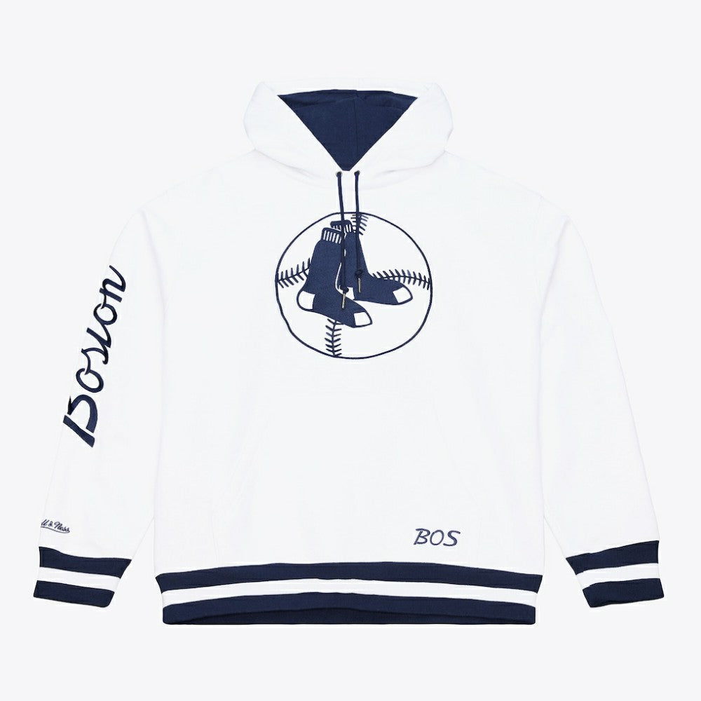 Boston Red Sox Mitchell & Ness Cooperstown Collection Fleece Hoodie - White - Mitchell & Ness Lifestyle