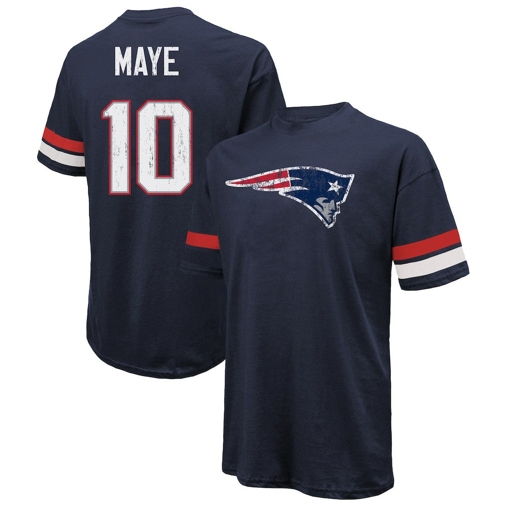 Drake Maye New England Patriots Majestic Threads Oversized T-Shirt Navy