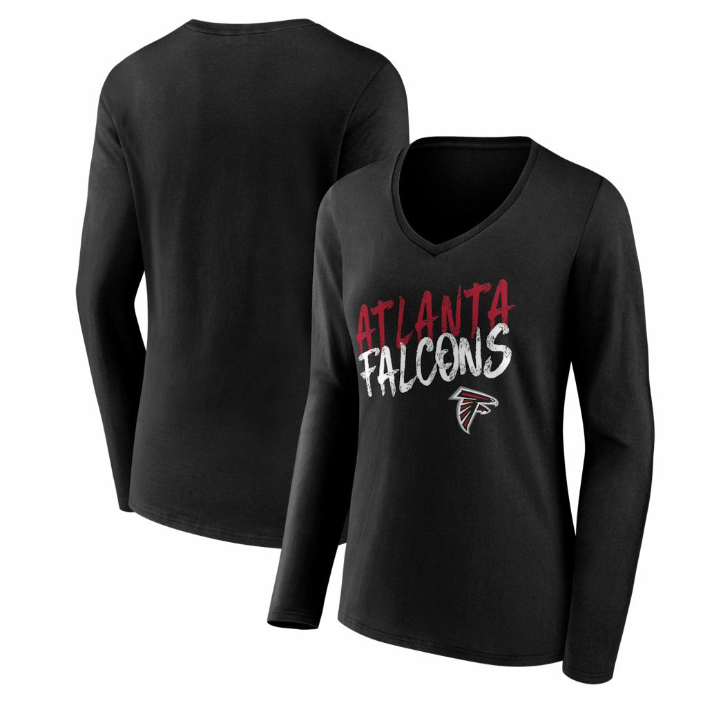Atlanta Falcons Women's Hustle Long Sleeve V-Neck T-Shirt Black