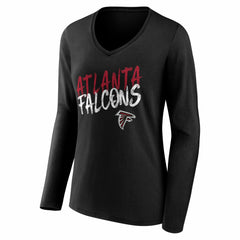 Atlanta Falcons Women's Hustle Long Sleeve V-Neck T-Shirt Black
