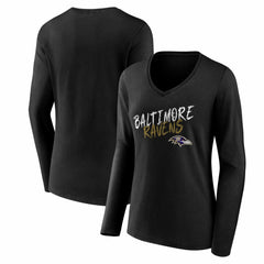 Baltimore Ravens Women's Hustle Long Sleeve V-Neck T-Shirt Black