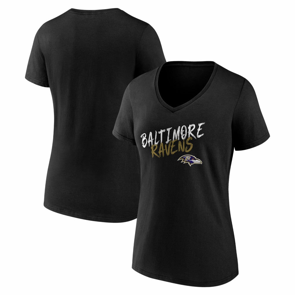 Baltimore Ravens Women's Hustle V-Neck T-Shirt Black