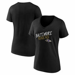 Baltimore Ravens Women's Hustle V-Neck T-Shirt Black