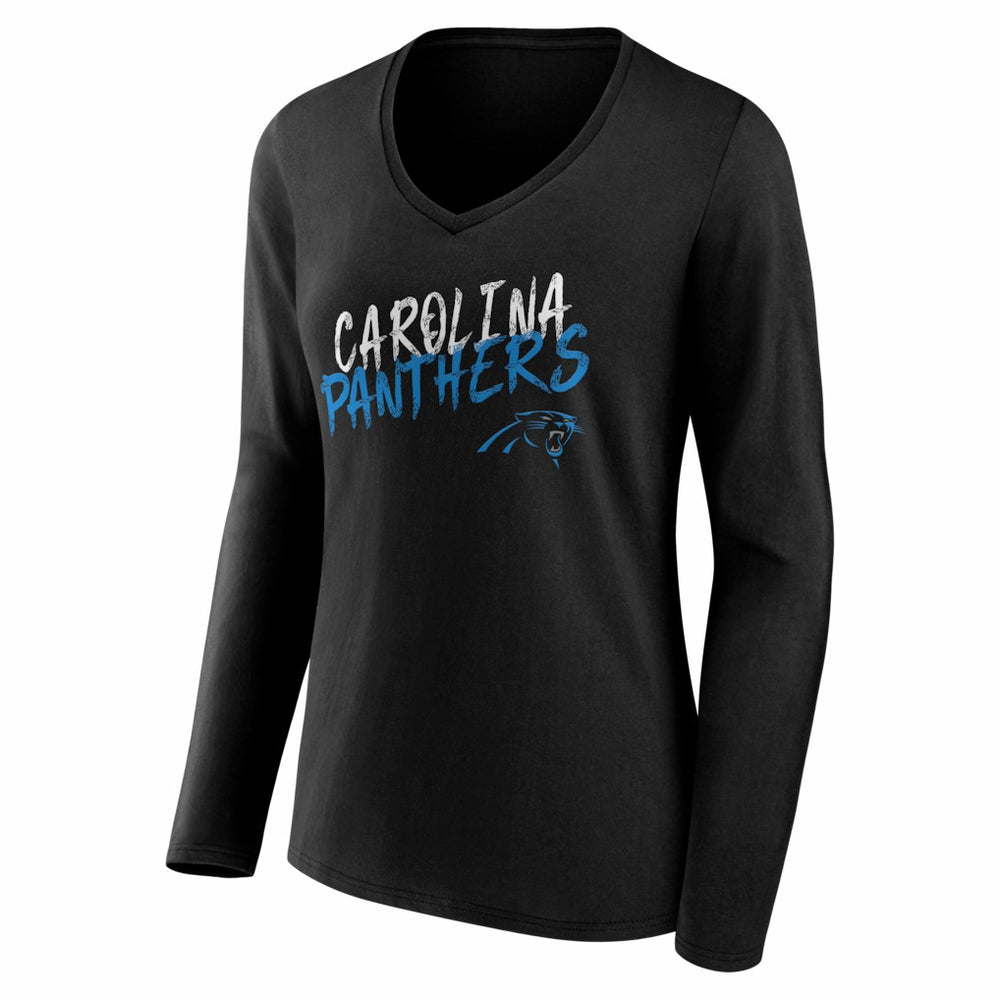 Carolina Panthers Women's Hustle Long Sleeve V-Neck T-Shirt Black