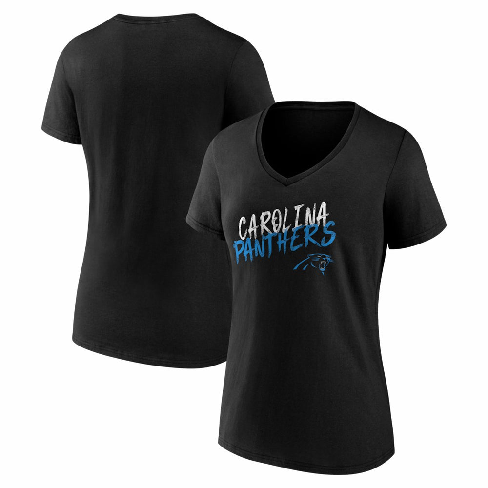 Carolina Panthers Women's Hustle V-Neck T-Shirt Black