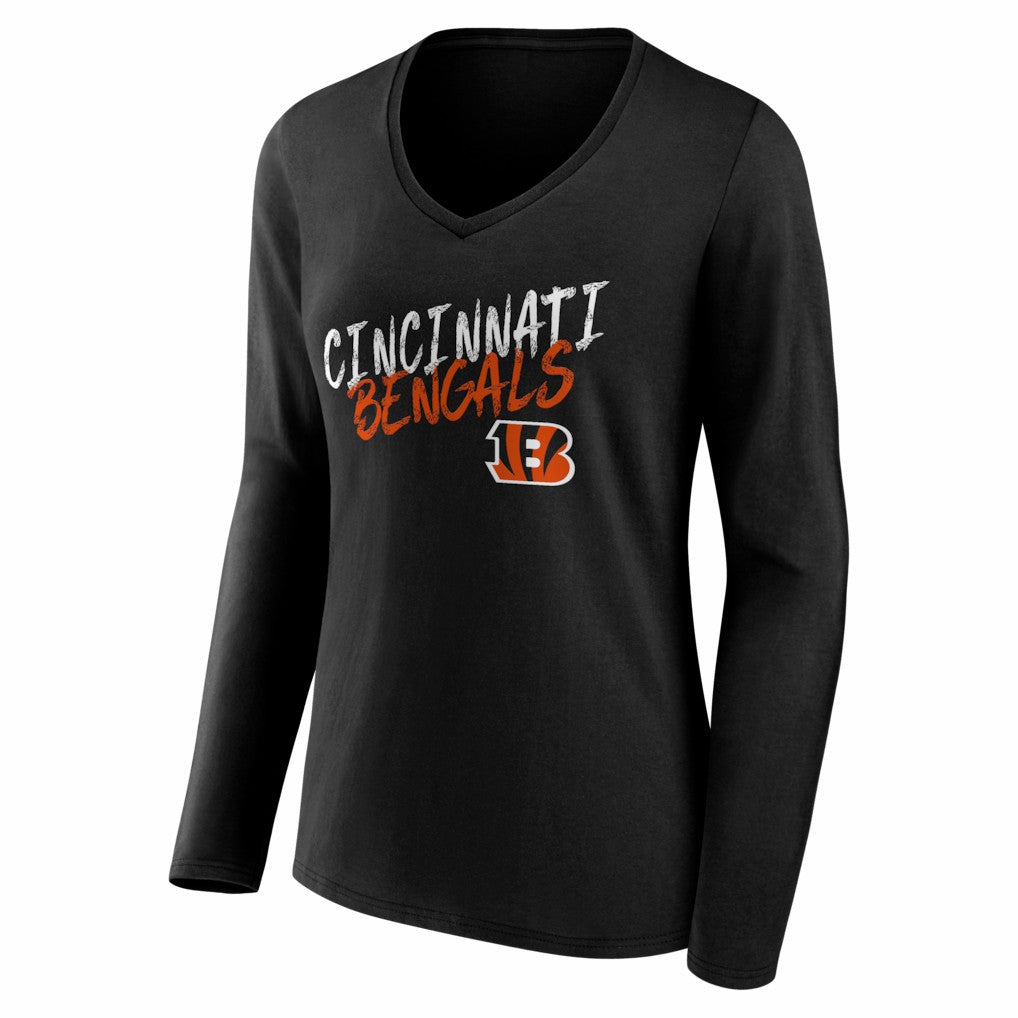 Cincinnati Bengals Women's Hustle Long Sleeve V-Neck T-Shirt Black