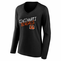 Cincinnati Bengals Women's Hustle Long Sleeve V-Neck T-Shirt Black