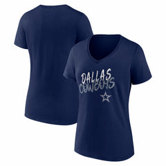 Dallas Cowboys Women's Hustle V-Neck T-Shirt Navy