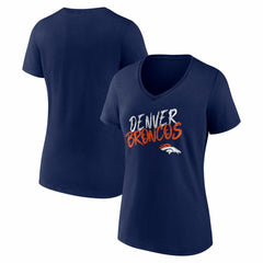 Denver Broncos Women's Hustle V-Neck T-Shirt Navy