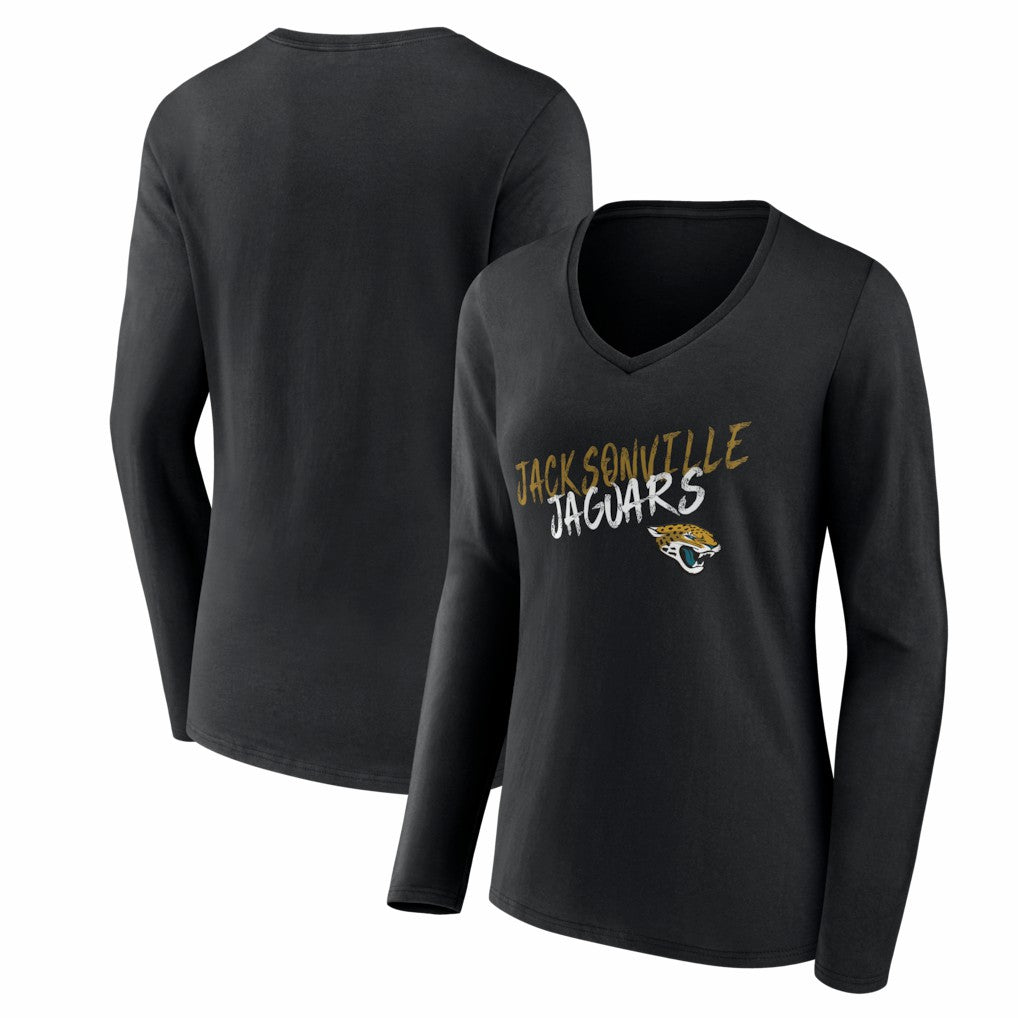 Jacksonville Jaguars Women's Hustle Long Sleeve V-Neck T-Shirt Black