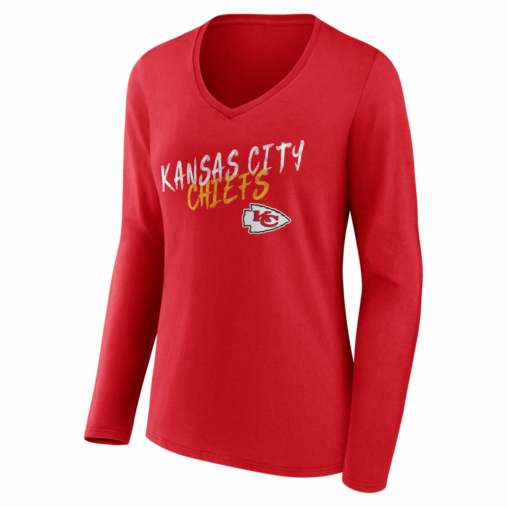 Kansas City Chiefs Women's Hustle Long Sleeve V-Neck T-Shirt Red