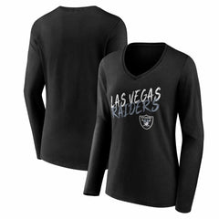 Las Vegas Raiders Women's Hustle Long Sleeve V-Neck T-Shirt Black