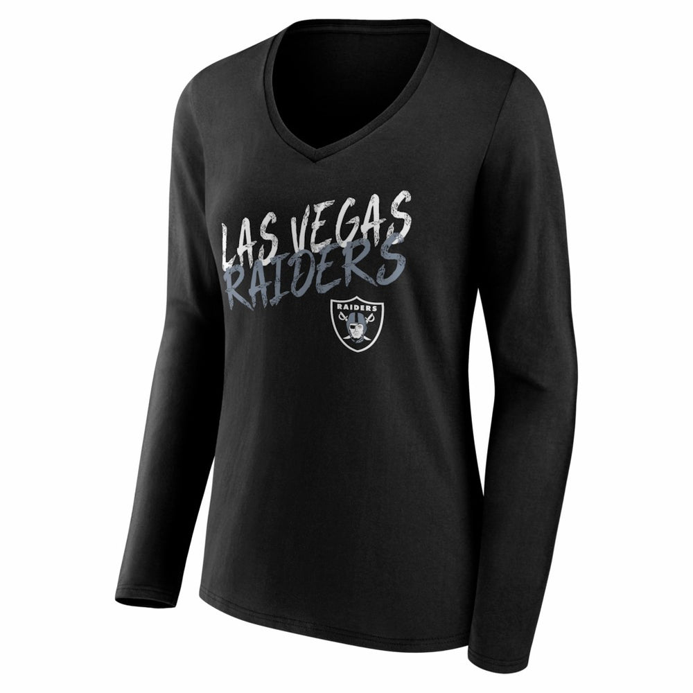 Las Vegas Raiders Women's Hustle Long Sleeve V-Neck T-Shirt Black