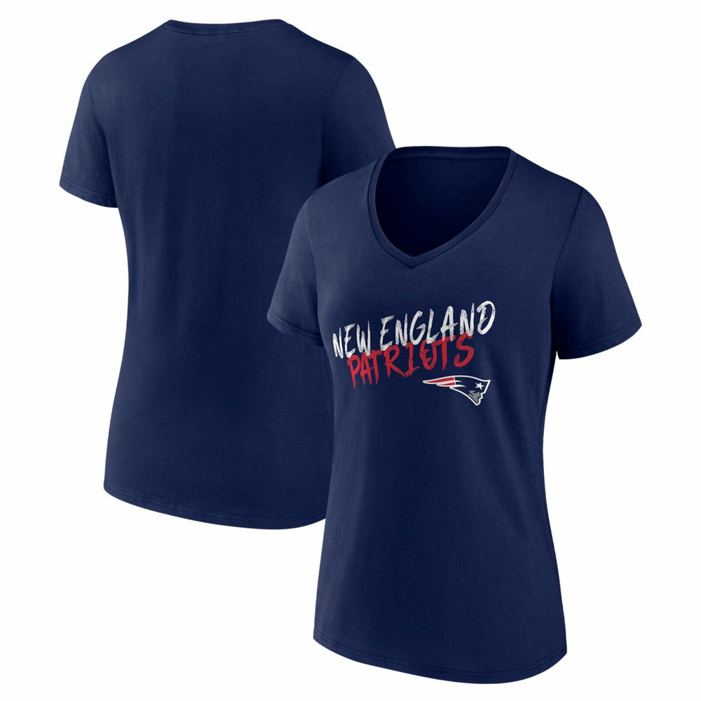 New England Patriots Women's Hustle V-Neck T-Shirt Navy