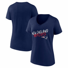 New England Patriots Women's Hustle V-Neck T-Shirt Navy