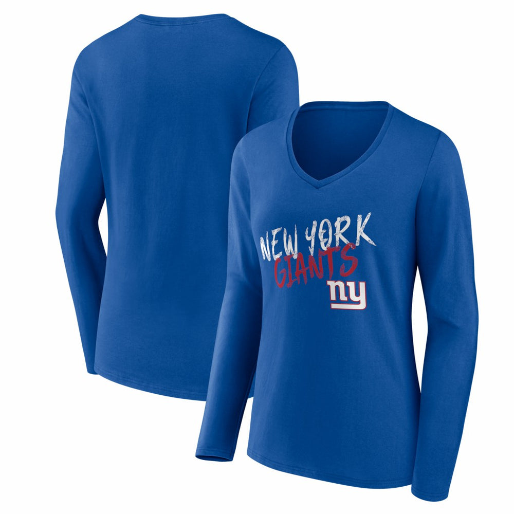 New York Giants Women's Hustle Long Sleeve V-Neck T-Shirt Royal