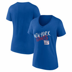 New York Giants Women's Hustle V-Neck T-Shirt Royal
