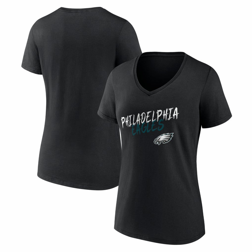 Philadelphia Eagles Women's Hustle V-Neck T-Shirt Black