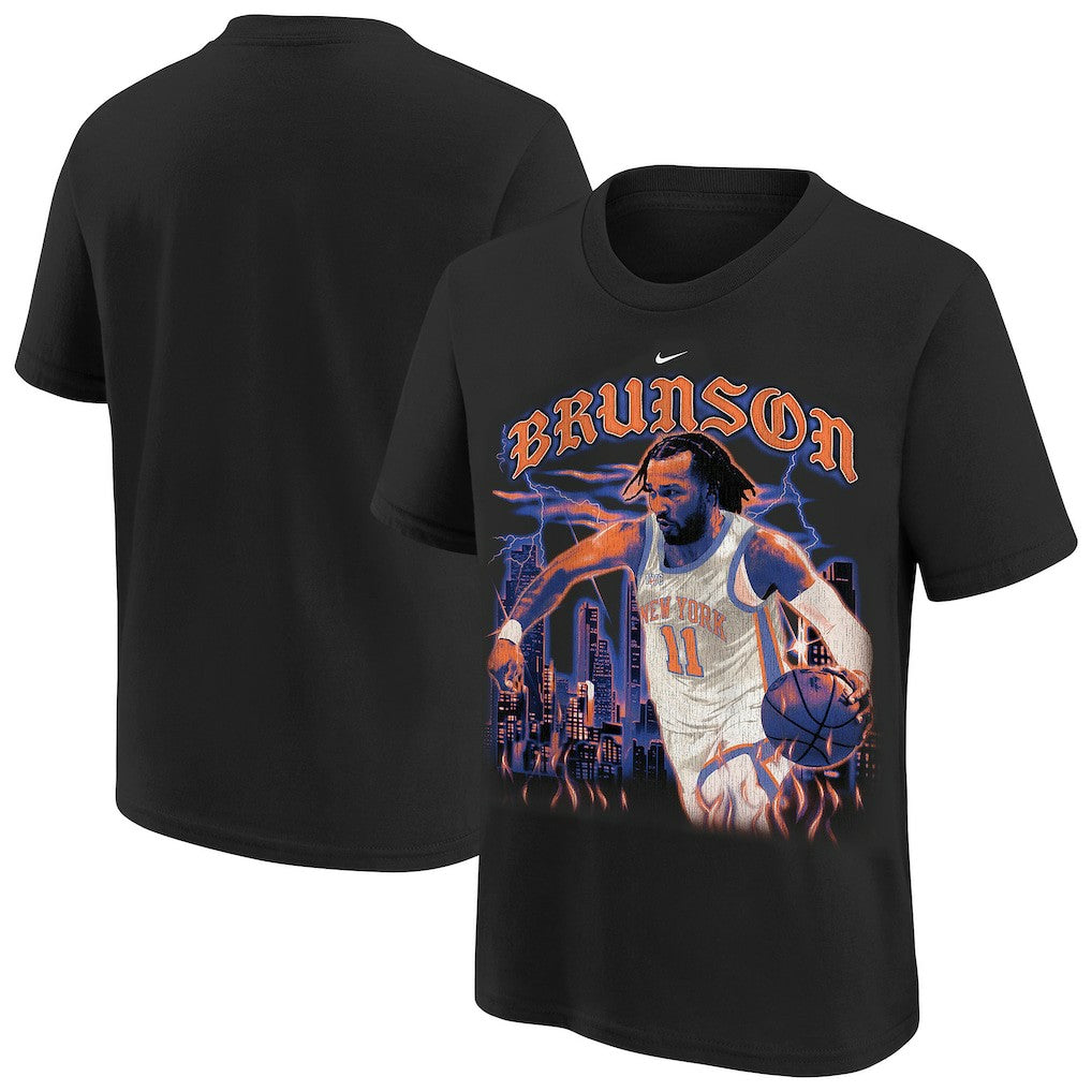 Jalen Brunson New York Knicks Youth City Edition Player T-Shirt Black | Nike US
