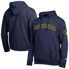 Milwaukee Brewers Champion All Star Wordmark Hoodie - Navy - MLB Online