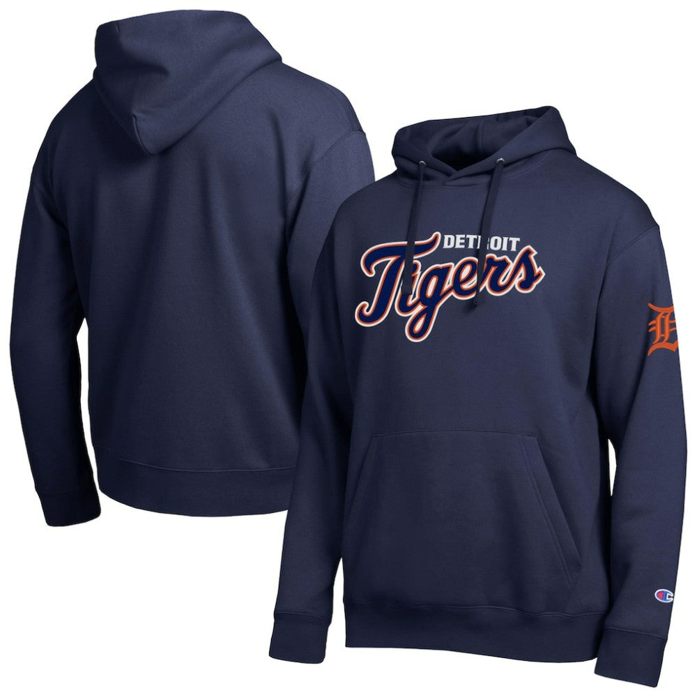 Detroit Tigers Champion All Star Wordmark Hoodie - Navy - MLB Lifestyle