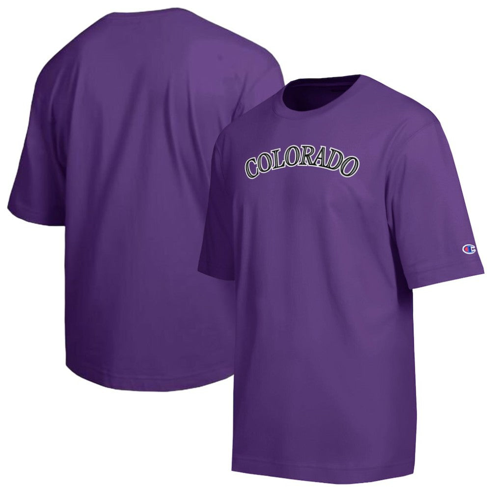 Colorado Rockies Champion All Star Chenille Wordmark T-Shirt - Purple - MLB on Sale