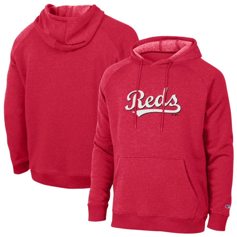 Cincinnati Reds Champion Triumph Tri-Blend Raglan Hoodie - Red - MLB Sale