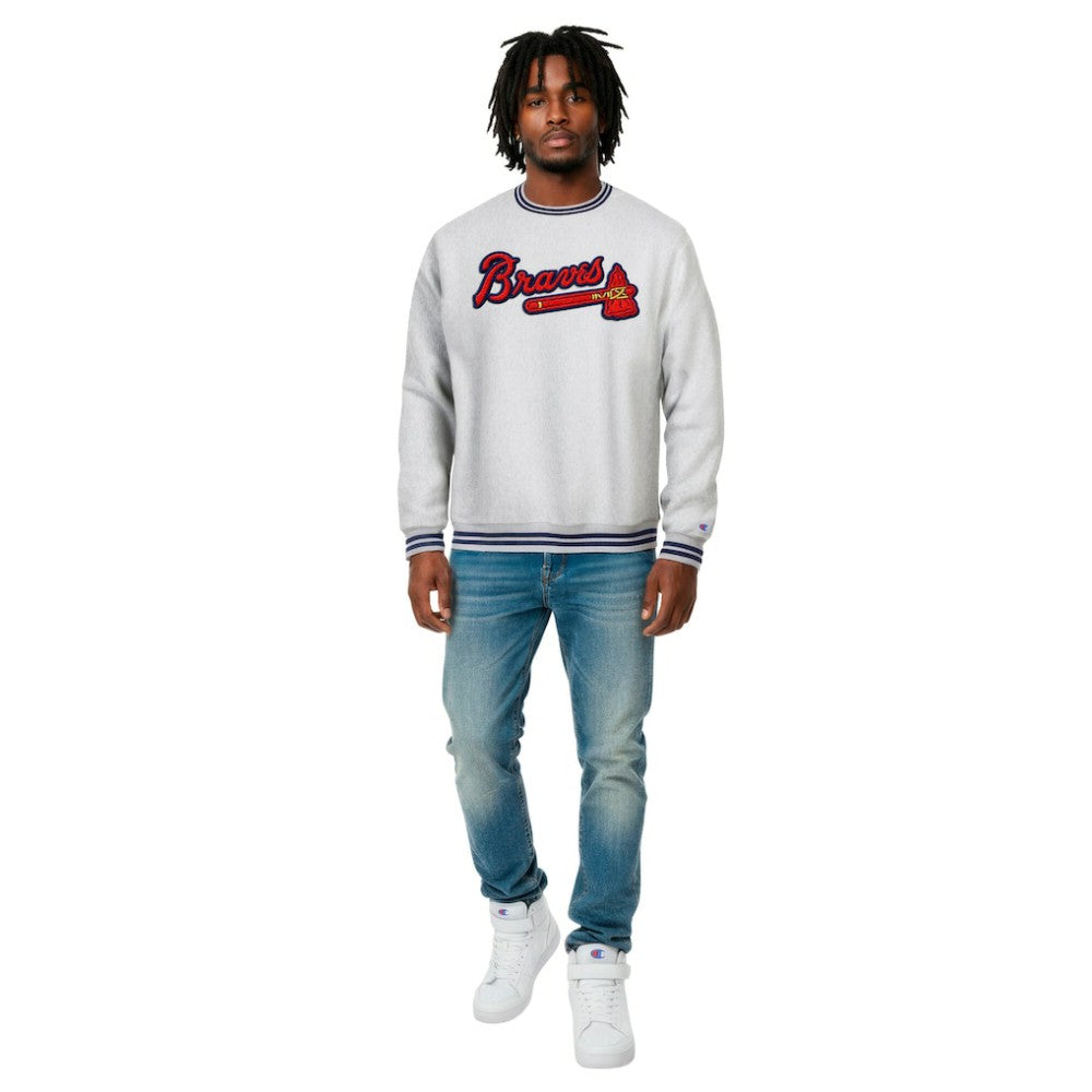 Atlanta Braves Champion Reverse Weave Sweatshirt - Heather Gray - MLB on Sale