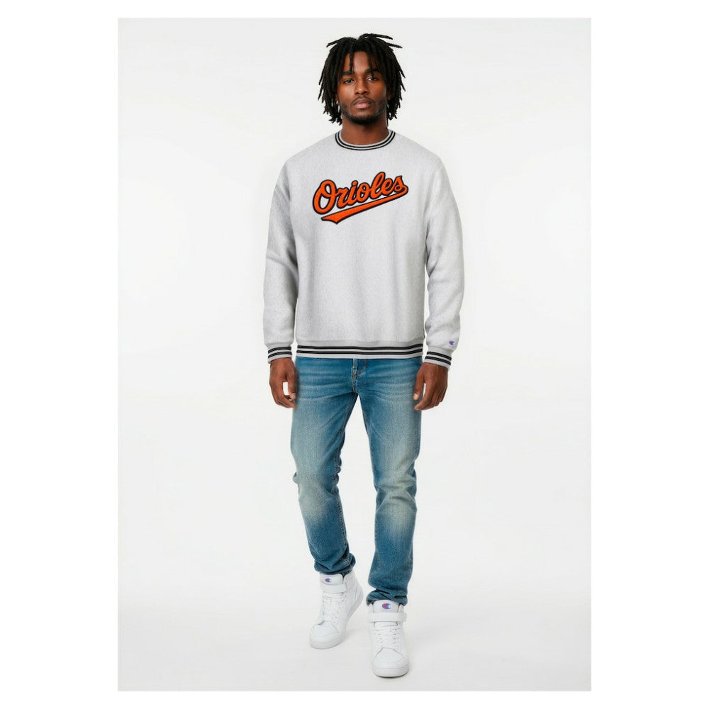Baltimore Orioles Champion Reverse Weave Sweatshirt - Heather Gray - MLB Discount