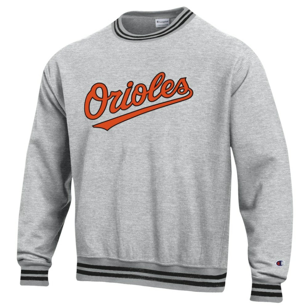 Baltimore Orioles Champion Reverse Weave Sweatshirt - Heather Gray - MLB Discount