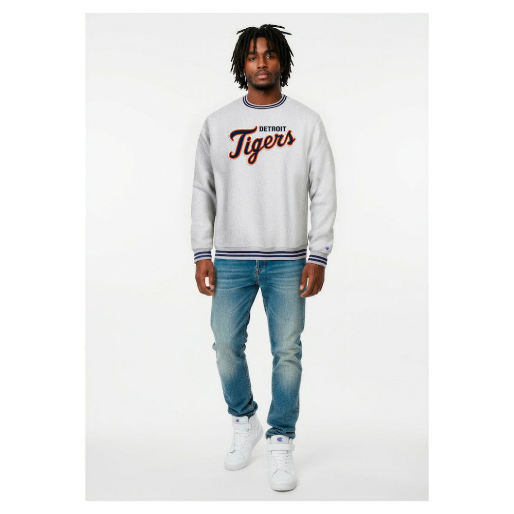 Detroit Tigers Champion Reverse Weave Sweatshirt - Heather Gray - MLB Discount