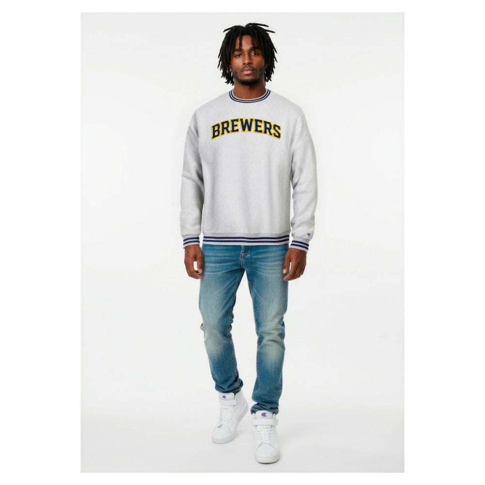 Milwaukee Brewers Champion Reverse Weave Sweatshirt - Heather Gray - MLB Lifestyle