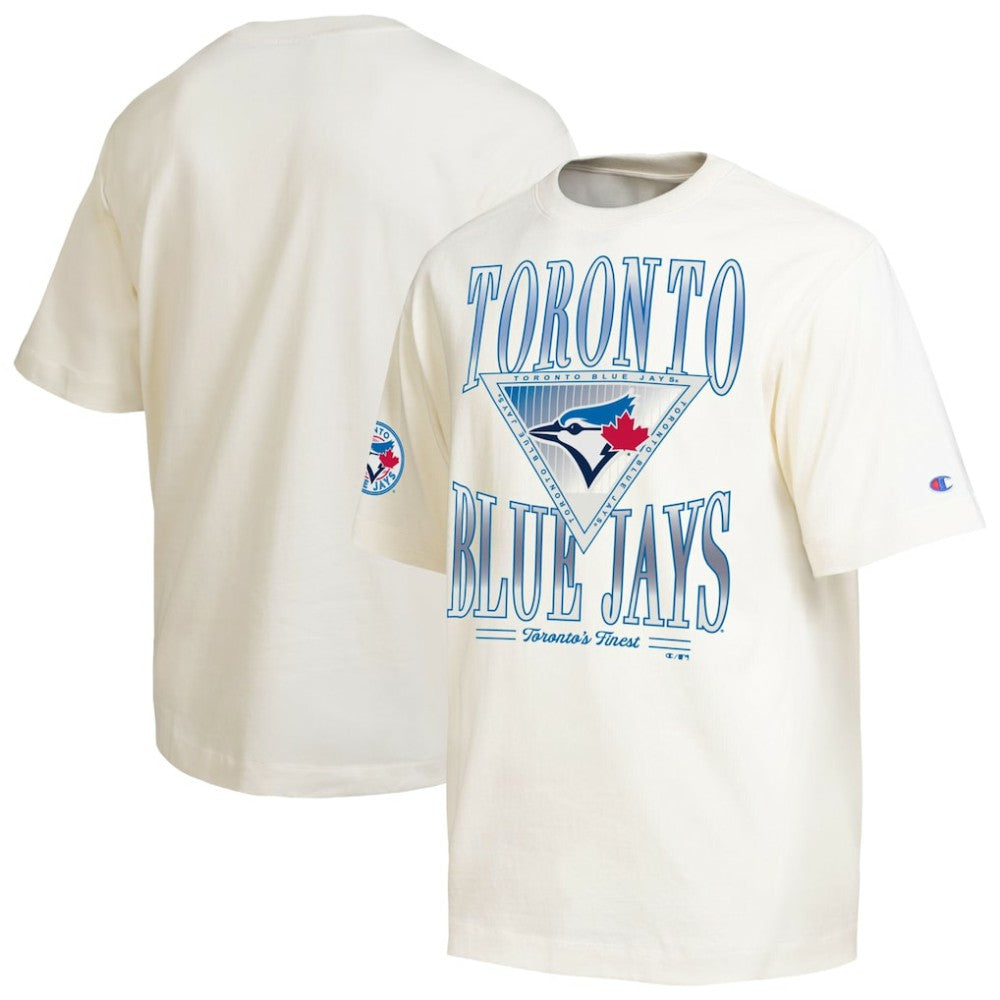 Toronto Blue Jays Champion Traditions Two Locations T-Shirt - Cream - MLB Sale