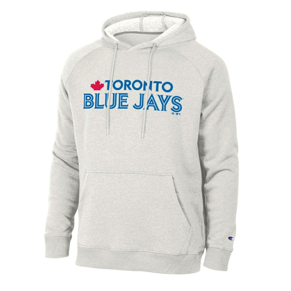 Toronto Blue Jays Champion Triumph Tri-Blend Raglan Hoodie - Heathered Core Ultra Light Grey - MLB Discount