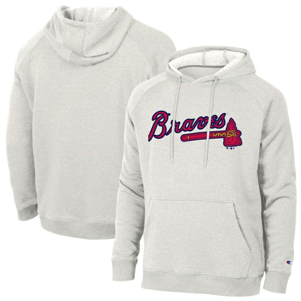 Atlanta Braves Champion Triumph Tri-Blend Raglan Hoodie - Heathered Core Ultra Light Grey - MLB Sale