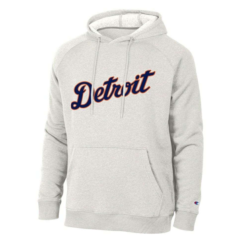 Detroit Tigers Champion Triumph Tri-Blend Raglan Hoodie - Heathered Core Ultra Light Grey - MLB on Sale