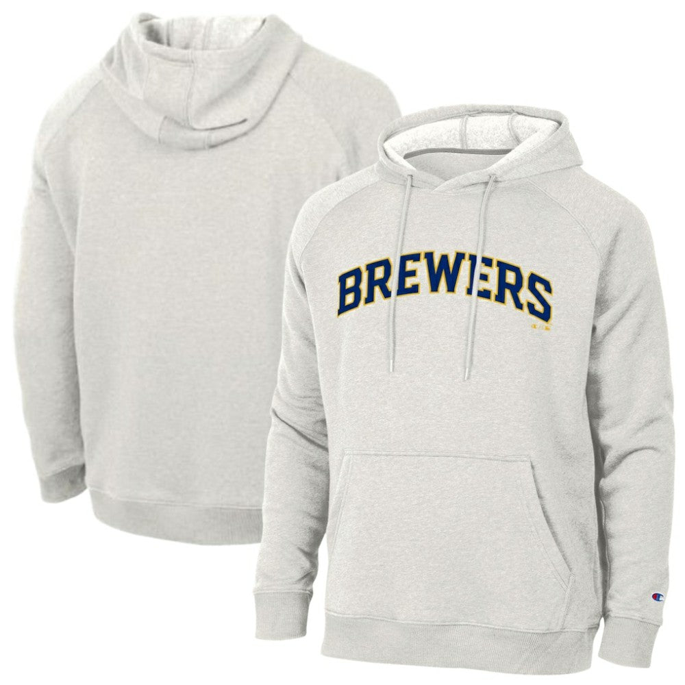 Milwaukee Brewers Champion Triumph Tri-Blend Raglan Hoodie - Heathered Core Ultra Light Grey - MLB on Sale