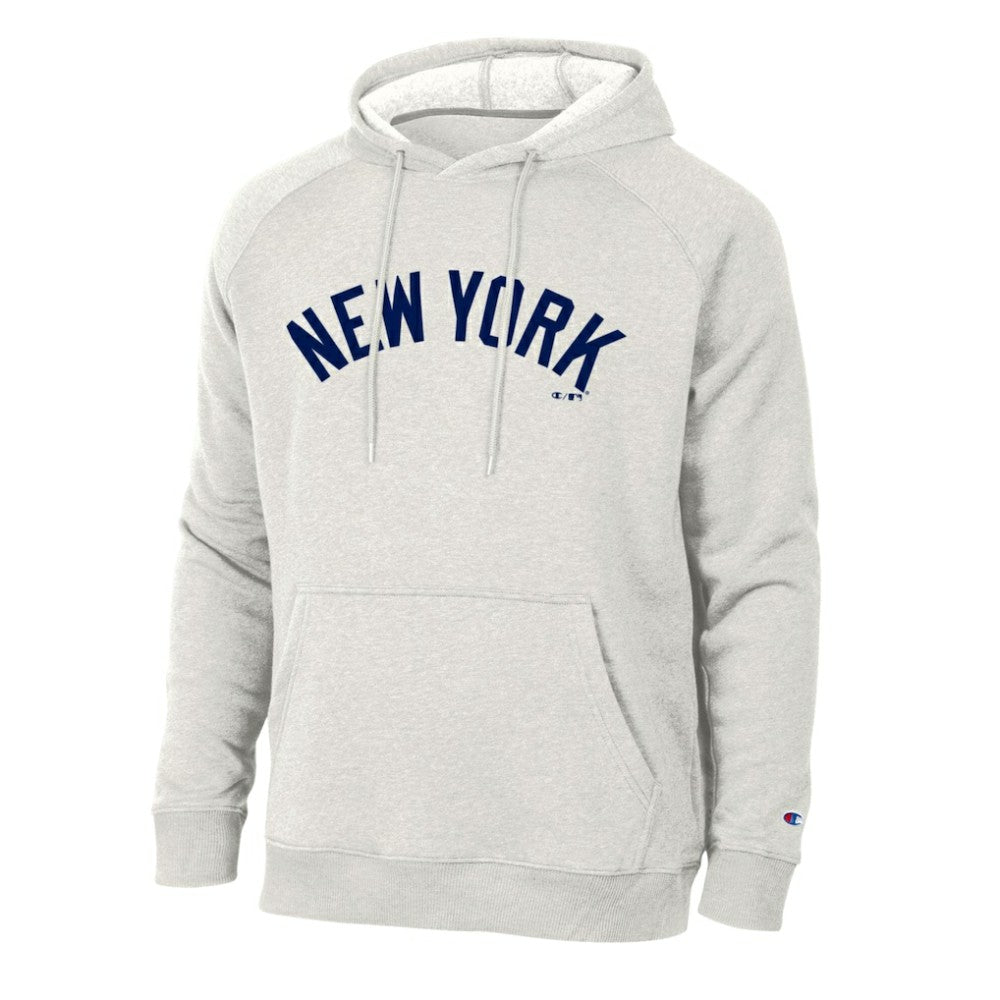 New York Yankees Champion Triumph Tri-Blend Raglan Hoodie - Heathered Core Ultra Light Grey - MLB Sale