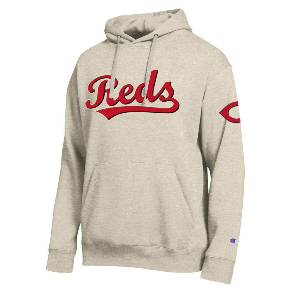 Cincinnati Reds Champion All Star Chenille Patch Hoodie - Oatmeal - MLB Online